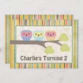 Chouettes de caricatures mignonnes Invitation rétr (Devant / Derrière)