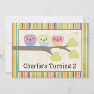 Chouettes de caricatures mignonnes Invitation rétr