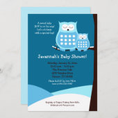 Chouettes de neige 5x7 Baby shower Invitation - Bl (Devant / Derrière)