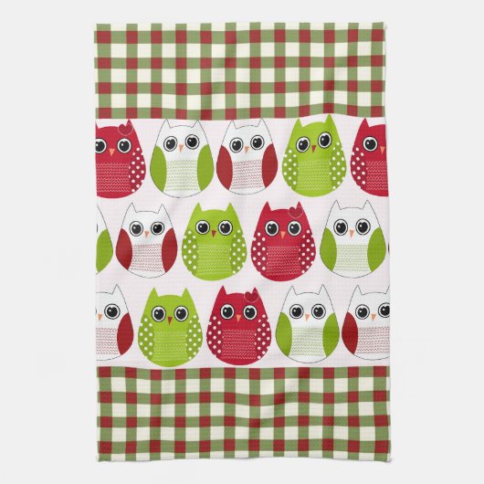Chouettes de Noël Microfibre Serviette de cuisine (Vertical)