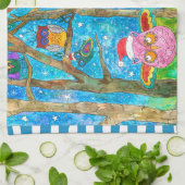Chouettes de Noël mignonnes en serviette de cuisin (Plié)