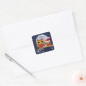Chouettes de Noël mignonnes et autocollant de text (Enveloppe)