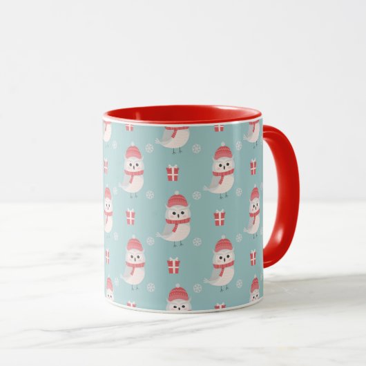 Chouettes de Noël mignonnes Mug Motif (Devant droit)