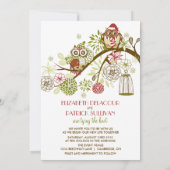 Chouettes d'hiver Floral Holiday Faire-part de mar (Dos)