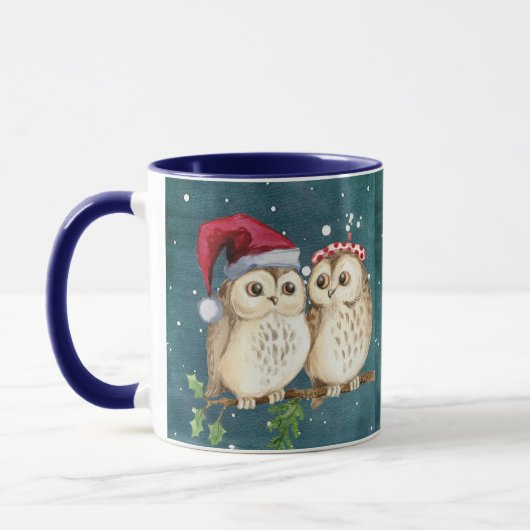 Chouettes en Mug de café de Noël (Gauche)