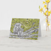 Chouettes et papillons 2 cartes (Fleur jaune)