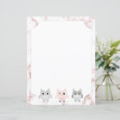 Chouettes grises et roses Papier Rose en marbre do (Debout devant)