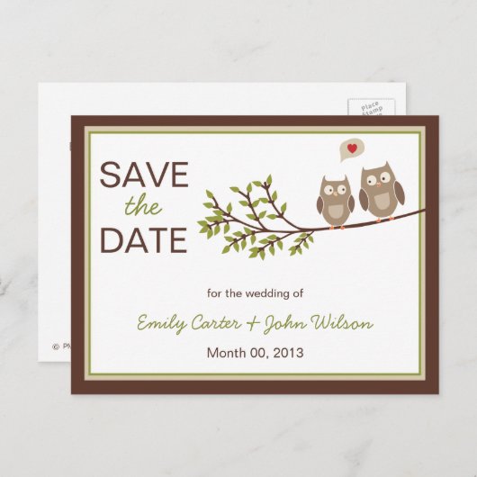 Chouettes mignonnes Enregistrer la carte postale D (Devant / Derrière)