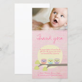 Chouettes mignonnes Merci rose bébé Carte photo (Devant / Derrière)