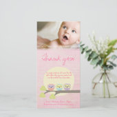 Chouettes mignonnes Merci rose bébé Carte photo (Debout devant)