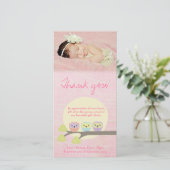 Chouettes mignonnes Merci rose bébé Carte photo (Debout devant)