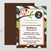 Chouettes modernes Invitation d'anniversaire (Devant / Derrière)