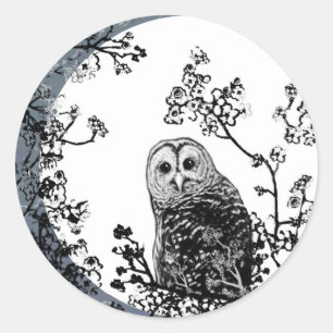 Chouettes Oiseaux Nature Stickers Lune