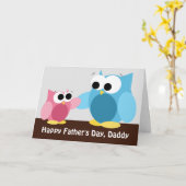 Chouettes papa et fille - Carte Fête des pères (Fleur jaune)