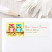 Chouettes pour filles et garçons - Étiquettes d'ad (En situation)