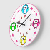 choux mignon horloge néon bleu, rose, vert, jaune (Angle)