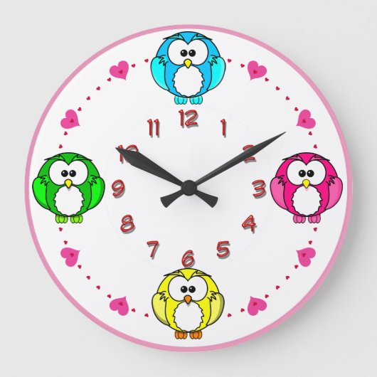 choux mignon horloge néon bleu, rose, vert, jaune (Recto)