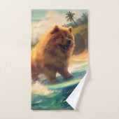 Chow Chow Beach Plage Surf Peinture (Serviette à main)