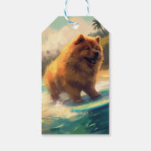 Chow Chow Beach Surfen Schilderij Cadeaulabel (Achterkant)