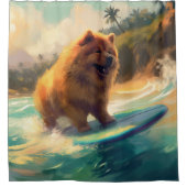 Chow Chow Beach Surfen Schilderij Douchegordijn (Voorkant)