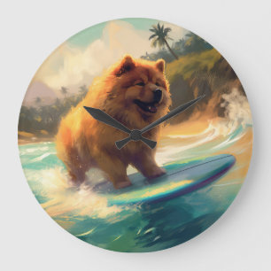 Chow Chow Beach Surfen Schilderij Grote Klok