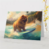 Chow Chow Beach Surfen Schilderij Kaart (Gele Bloem)