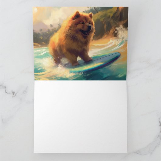 Chow Chow Beach Surfen Schilderij Kaart (Binnen)