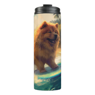 Chow Chow Beach Surfing Schilderij Thermosbeker