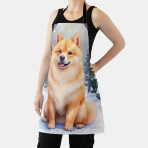 Chow Chow Besneeuwde Stenen Binnenplaats Kerst Kun Schort
