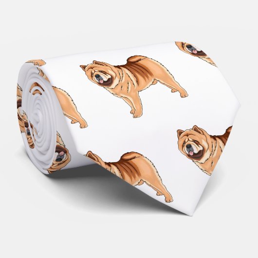 Chow Chow cartoon illustratie Stropdas (Opgerold)