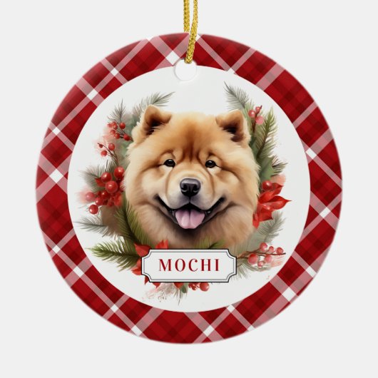 Chow Chow Ceramic Circle Ornement (Devant)