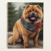Chow Chow Chien de Noël en neige (Devant)