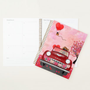 Chow Chow Chien voiture avec les coeurs Valentine'
