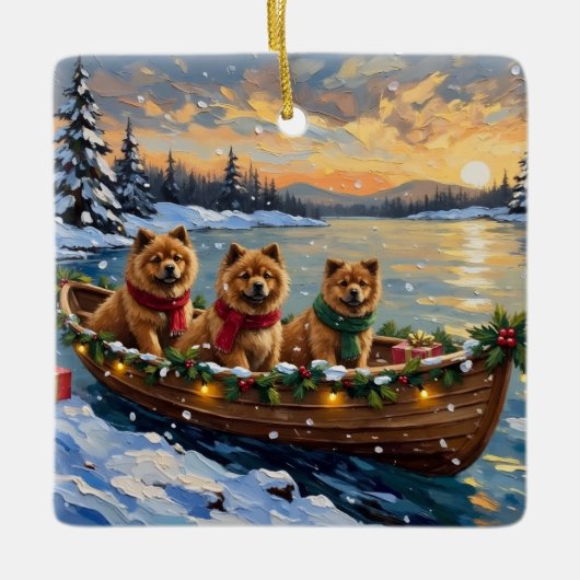 Chow Chow Christmas Boat Holiday Keramisch Ornament (Voorkant)