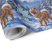 Chow Chow Christmas Sculpture Garden Holiday Cadeaupapier (Rol Hoek)