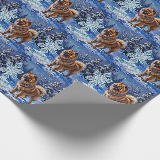 Chow Chow Christmas Sculpture Garden Holiday Cadeaupapier (Hoek)