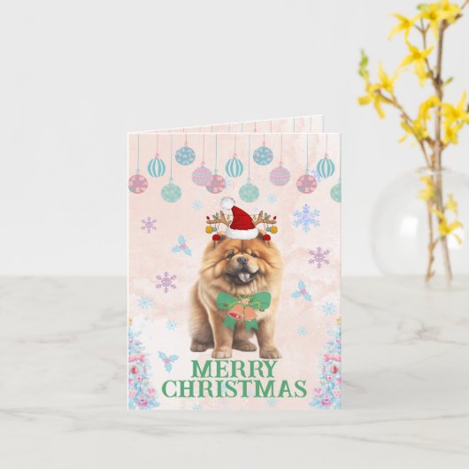 Chow-Chow Christmas Wenskaart Kaart (Gele Bloem)