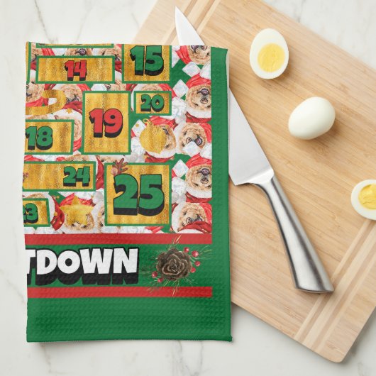 Chow Chow Coundown Kerstmis Advent Calendar Dog Theedoek (Quarter Fold)