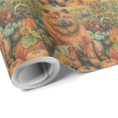 Chow Chow Dog Autumn Harvest Thanksgiving Cadeaupapier (Rol Hoek)