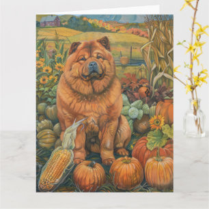 Chow Chow Dog Autumn Harvest Thanksgiving Kaart