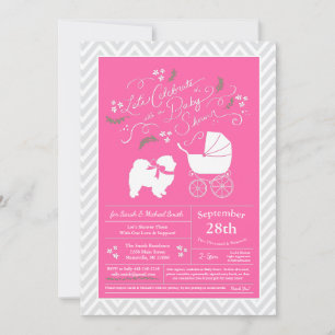 Chow Chow Dog Baby shower Girl Pink Kaart