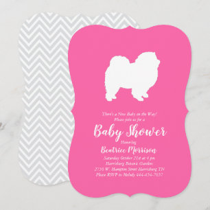 Chow Chow Dog Baby shower Girl Pink Kaart