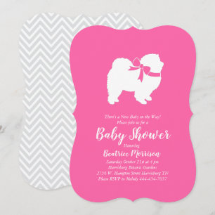Chow Chow Dog Baby shower Girl Pink Kaart