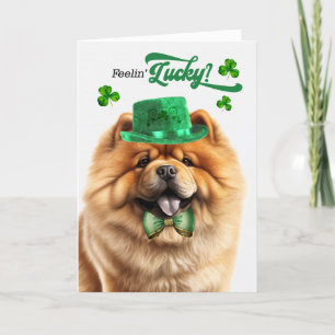 Chow Chow Dog Feelin' Lucky St Patrick's Day Feestdagen Kaart