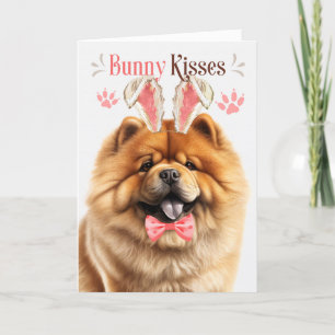 Chow Chow Dog in Bunny Ears voor Pasen Feestdagen Kaart