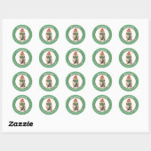 Chow Chow Dog in Groene Kerstsjaal en Rood Pet Ronde Sticker (Vel)