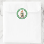 Chow Chow Dog in Groene Kerstsjaal en Rood Pet Ronde Sticker (Tas)