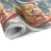 Chow Chow Dog in Sledge Laat het Sneeuw Kerstmis Cadeaupapier (Rol Hoek)
