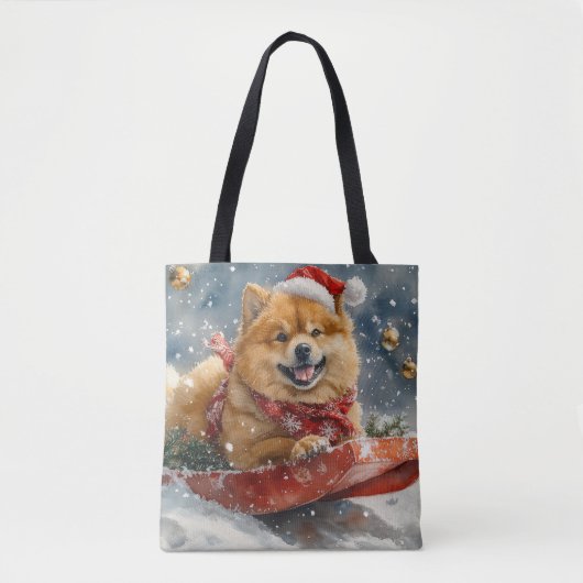 Chow Chow Dog in Sledge Laat het Sneeuw Kerstmis Draagtas (Voorkant)