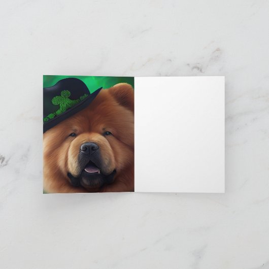 Chow Chow Dog in St. Patrick's Day Dress Kaart (Binnen)